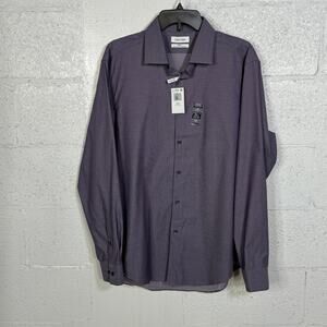 Calvin Klein Steel Men's Slim Fit Pincord Dress Shirt purple 17 34/35 $85